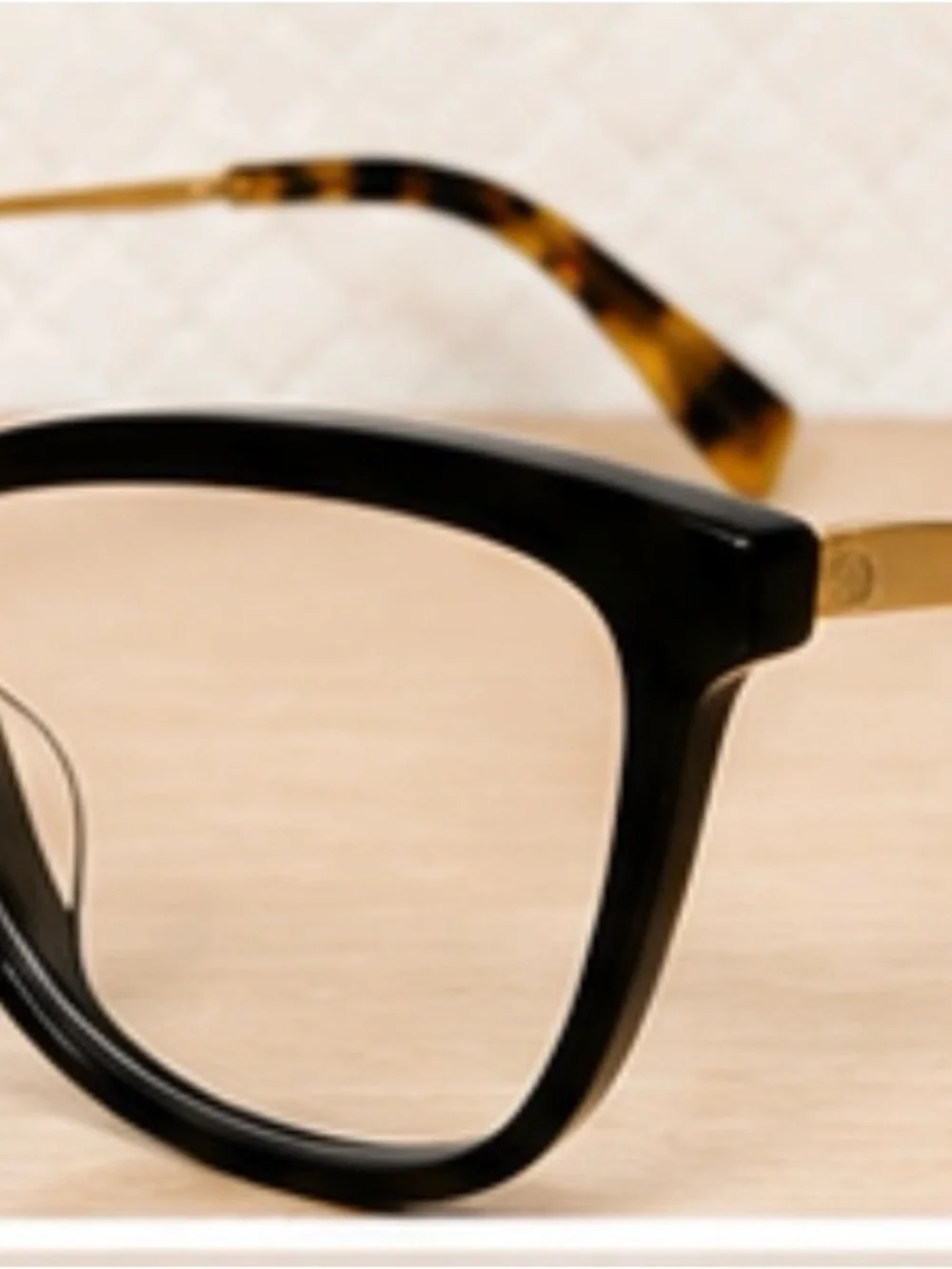 Prada Black Cat-Eye Eyeglasses Gold & Tortoiseshell VPR 02Y-F
